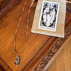 White Magnolia sterling silver cactus portal beaded necklace